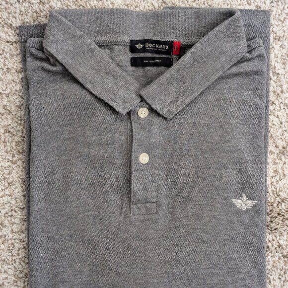 Dockers Men's Rib Collar Polo Slim Fit - Grey Heather - Size M - Picture 4 of 4